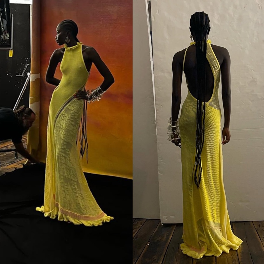 Roberta Einer Yellow Sheer Maxi Dress Size XS / Small